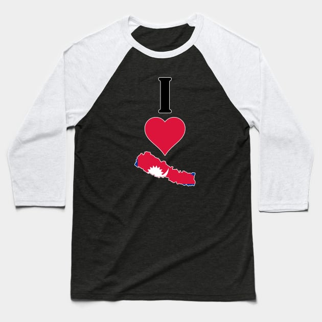 I Heart Nepal I Love Nepali National Flag Map Vertical Baseball T-Shirt by Sports Stars ⭐⭐⭐⭐⭐